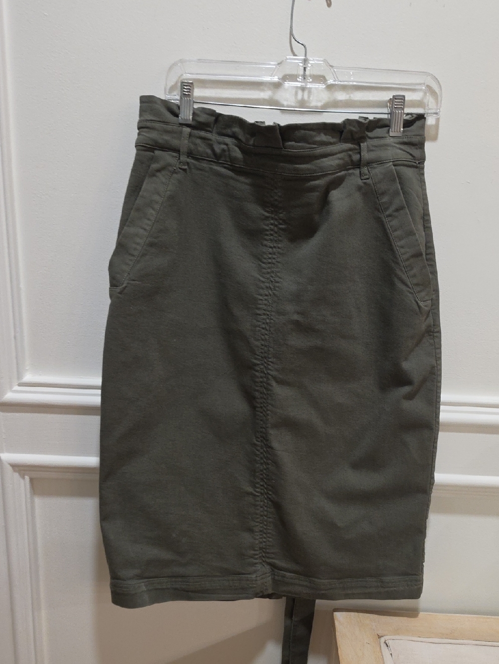 Banana Republic Olive Denim Pencil Skirt with Front Seam